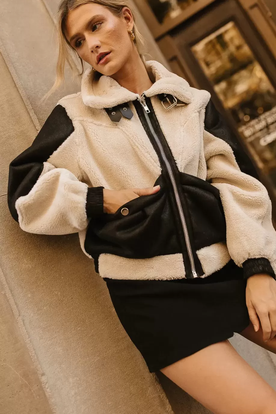 Fashion Almost Famous Vegan Jacket | & White Sherpa JACKETS & BLAZERS | JACKETS & BLAZERS