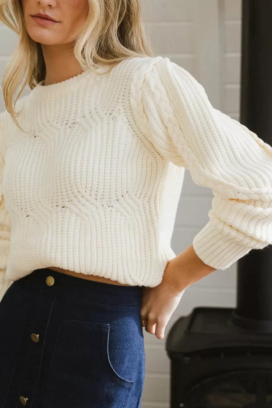 Cheap Amy Braided Cable Knit Sweater in SWEATERS | SWEATERS