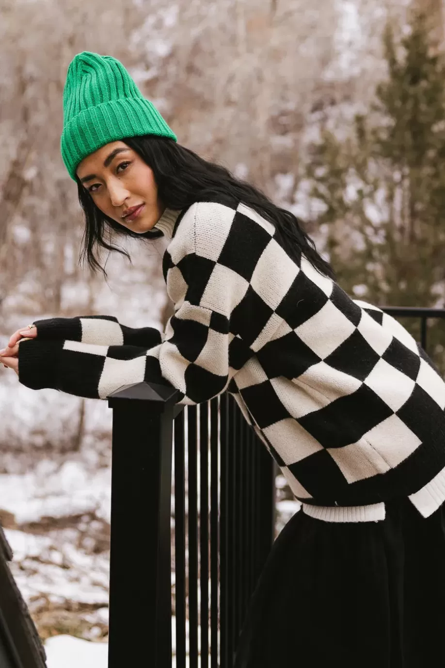 Discount Angela Checkered Sweater in SWEATERS | SWEATERS