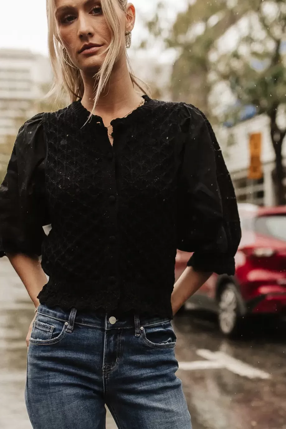 Online Avery Crochet Cardigan in TOPS