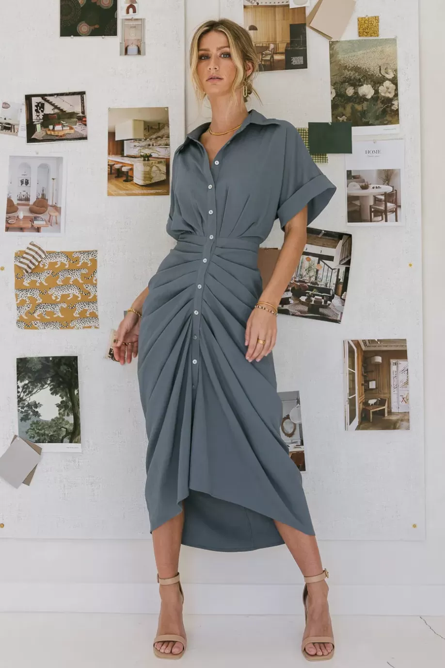 Cheap Brynlee Ruched Dress in MIDI DRESSES | DRESSES