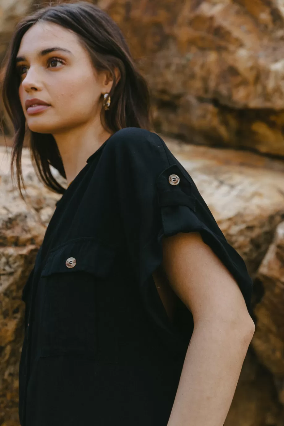 Discount Caroline Button Up Top BUTTON DOWN | TOPS