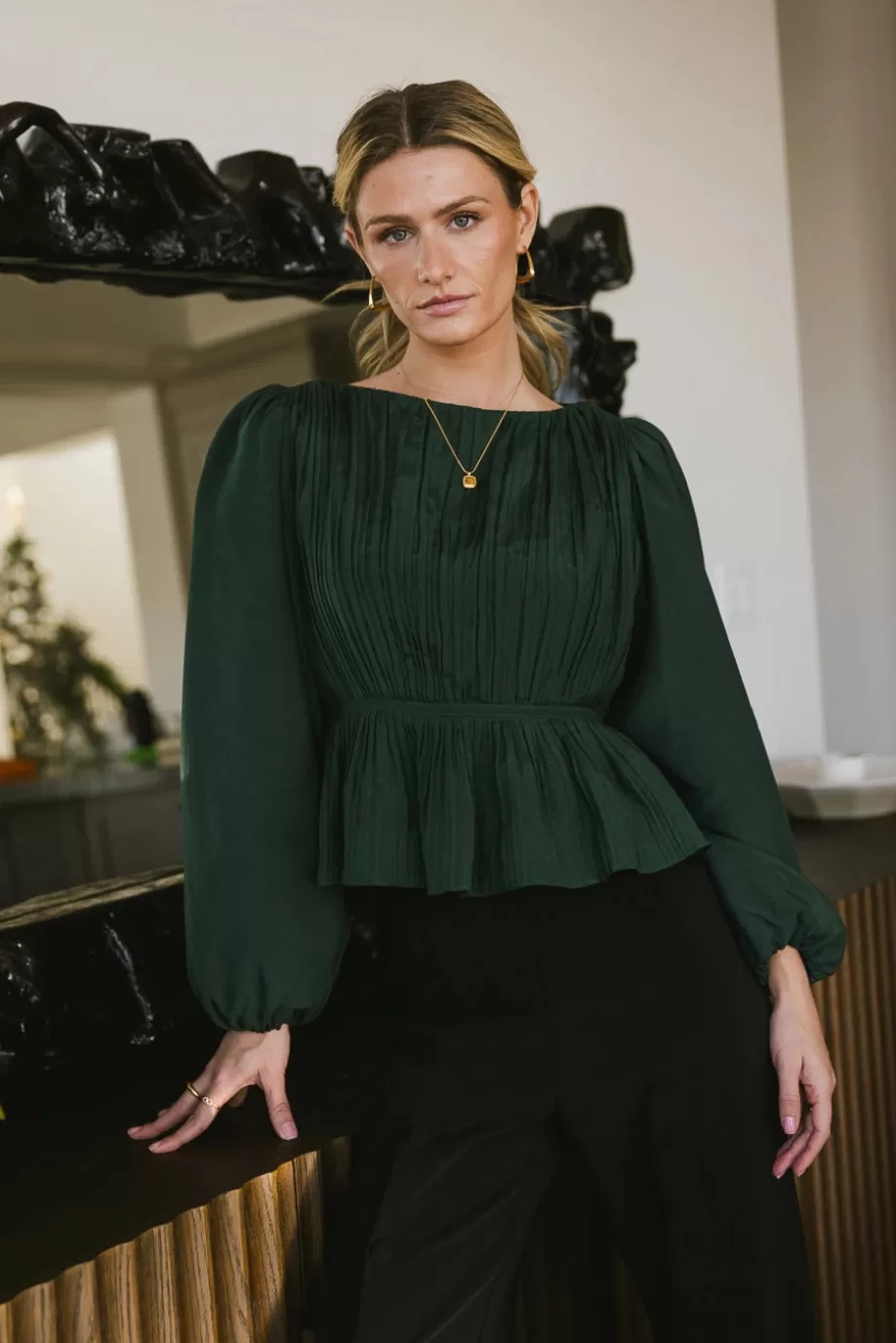 Sale Charlee Pleated Blouse in BLOUSES | BLOUSES