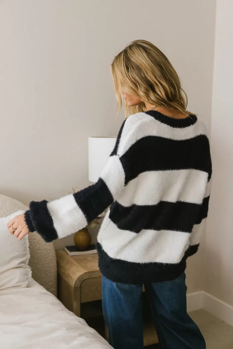 Shop Elsa Striped Fuzzy Sweater SWEATERS | SWEATERS