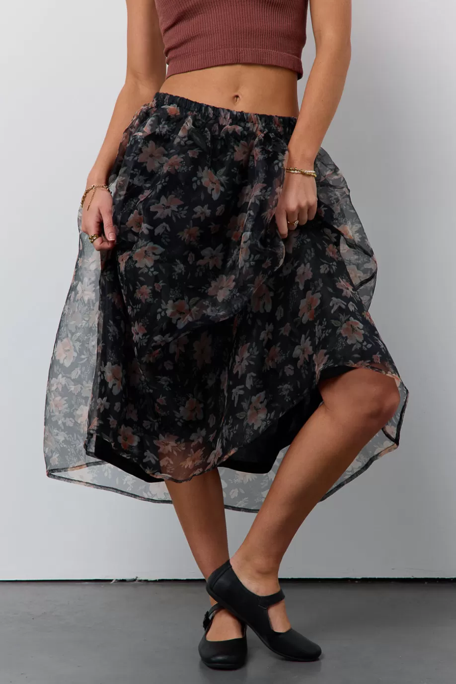 Online Floral Organza Skirt SKIRTS