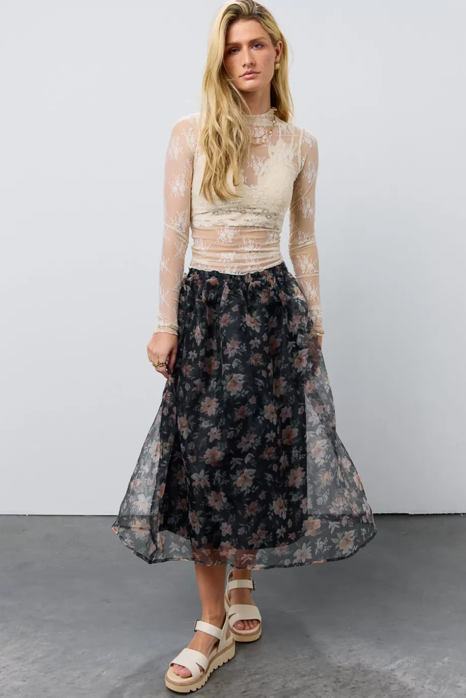 Online Floral Organza Skirt SKIRTS