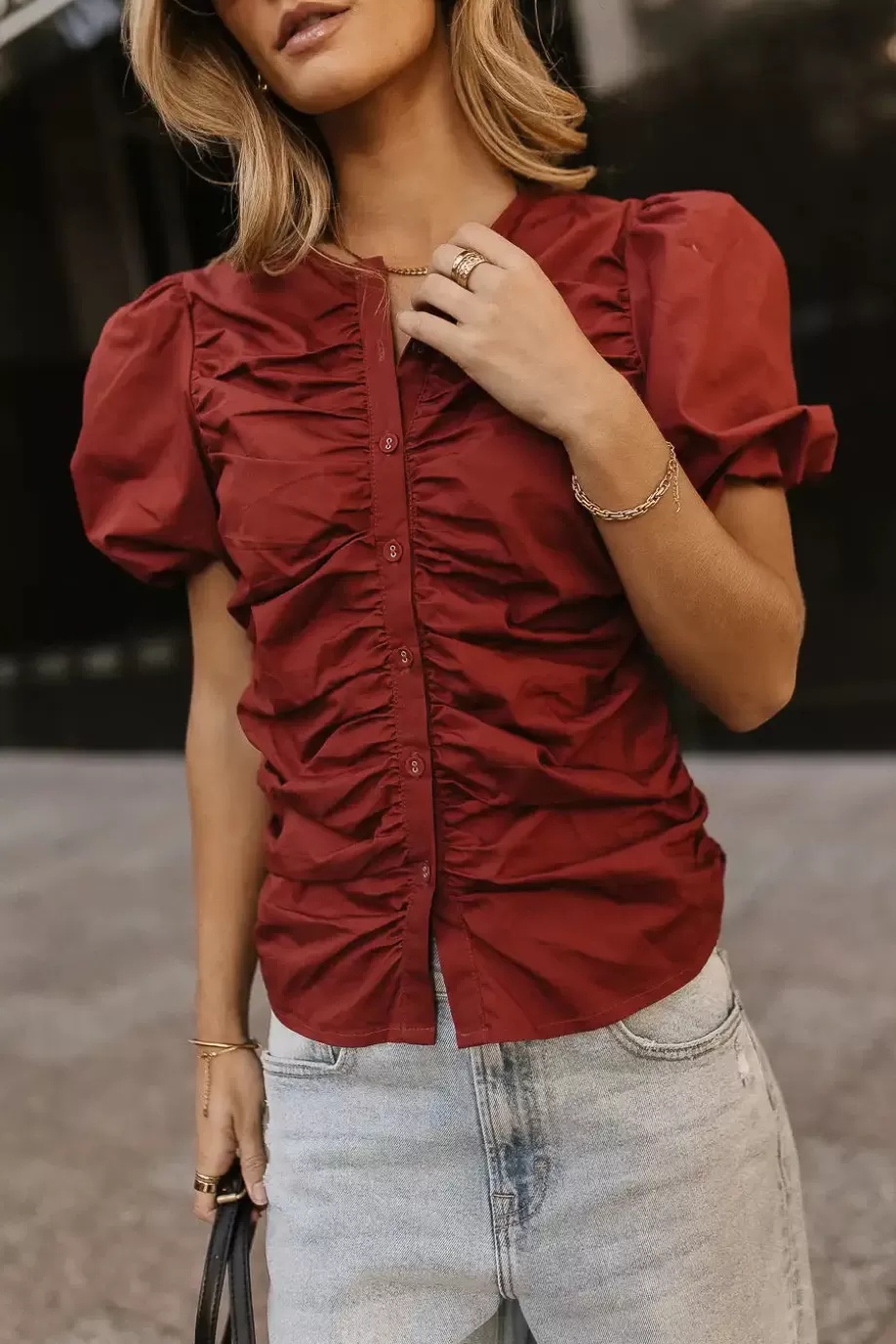 Flash Sale Frankie Ruched Top in - FINAL SALE BLOUSES | BLOUSES