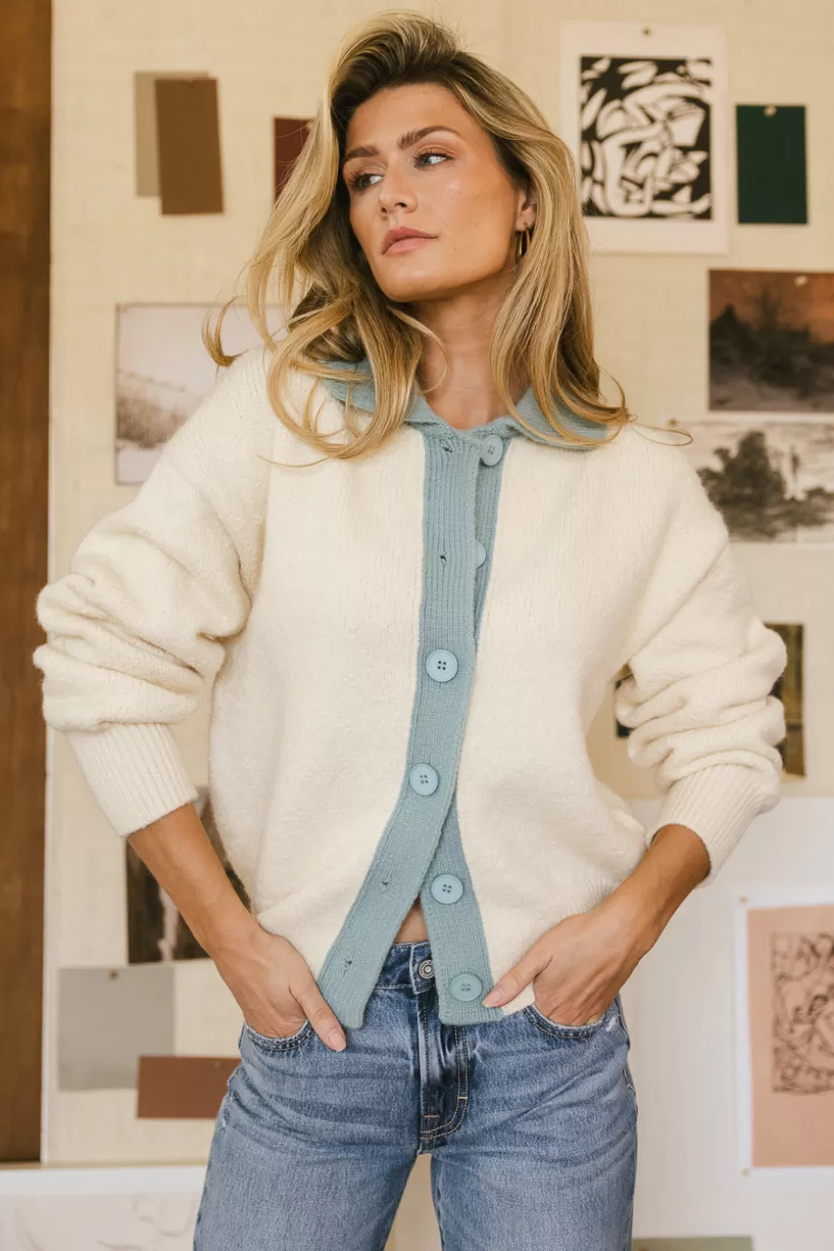 Clearance Hailey Colorblock Cardigan in SWEATERS | SWEATERS