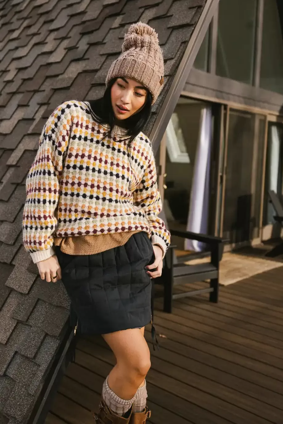 Fashion Hexagon Knit Sweater in - FINAL SALE SWEATERS | SWEATERS