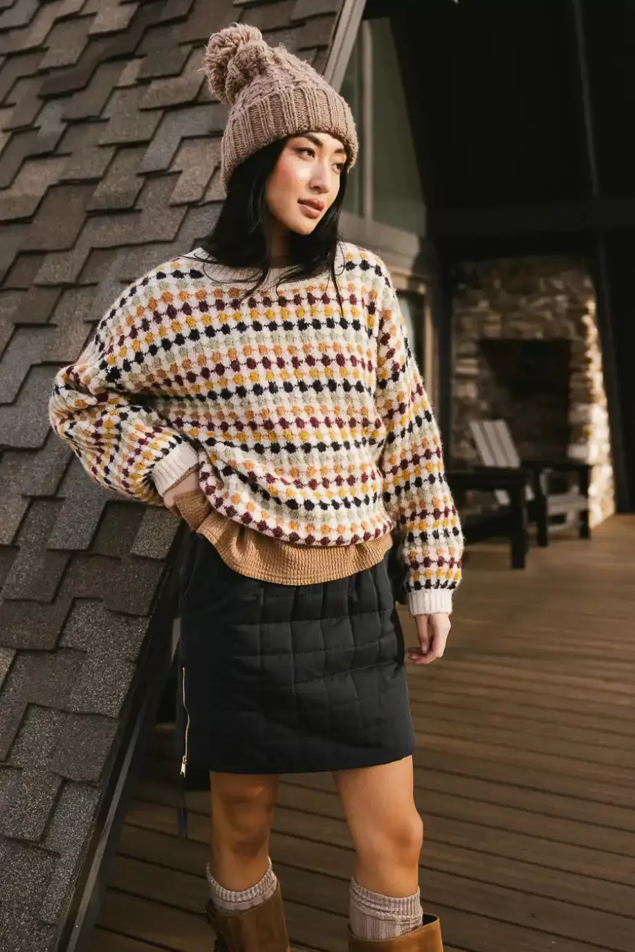 Fashion Hexagon Knit Sweater in - FINAL SALE SWEATERS | SWEATERS