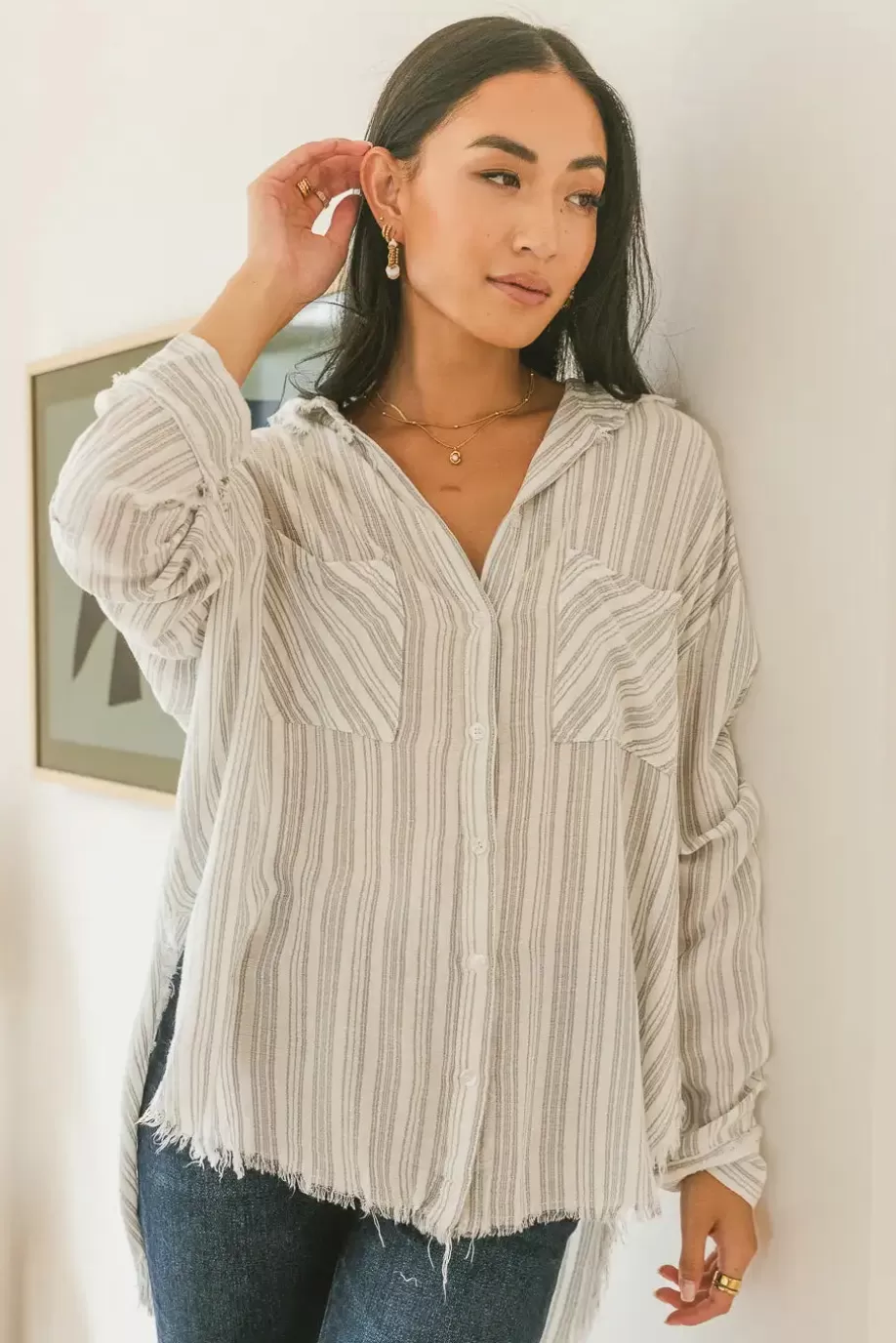 Outlet Holly Striped Button Up BUTTON DOWN | TOPS