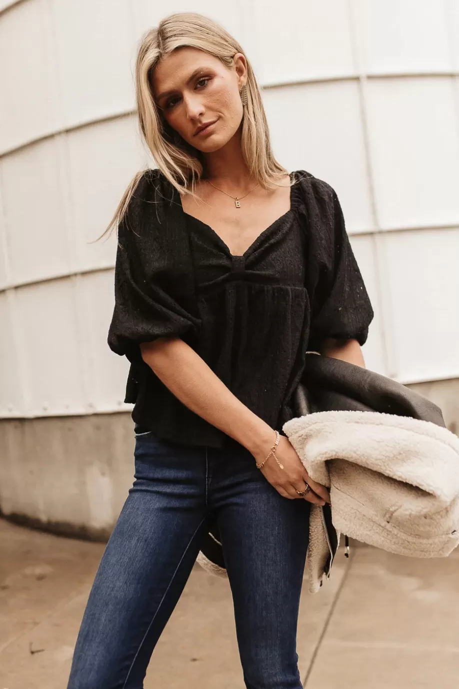 New Kasey Babydoll Blouse in | Short Puff Sleeve BLOUSES | BLOUSES