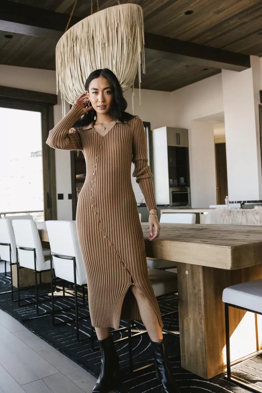 New Larissa Ribbed Dress in MIDI DRESSES | DRESSES