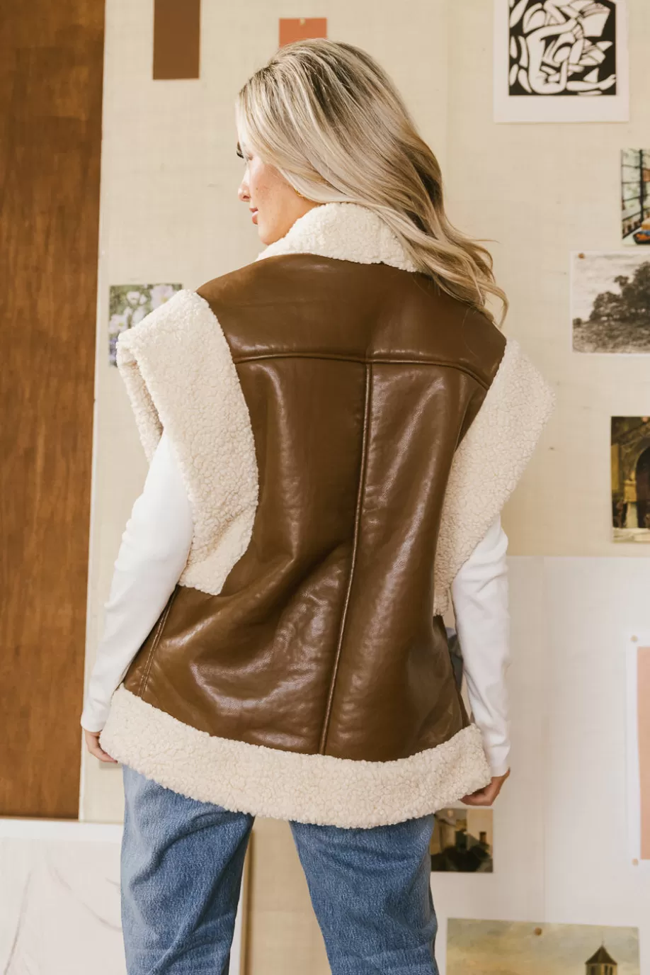 Cheap Last Night Sherpa Lined Vest in OUTERWEAR