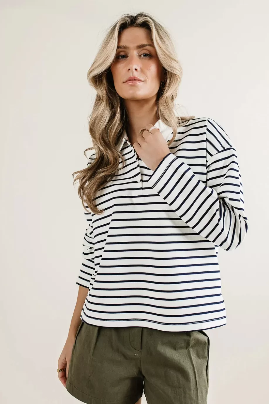 Fashion Layla Collared Striped Top TEES & TANKS | TEES & TANKS