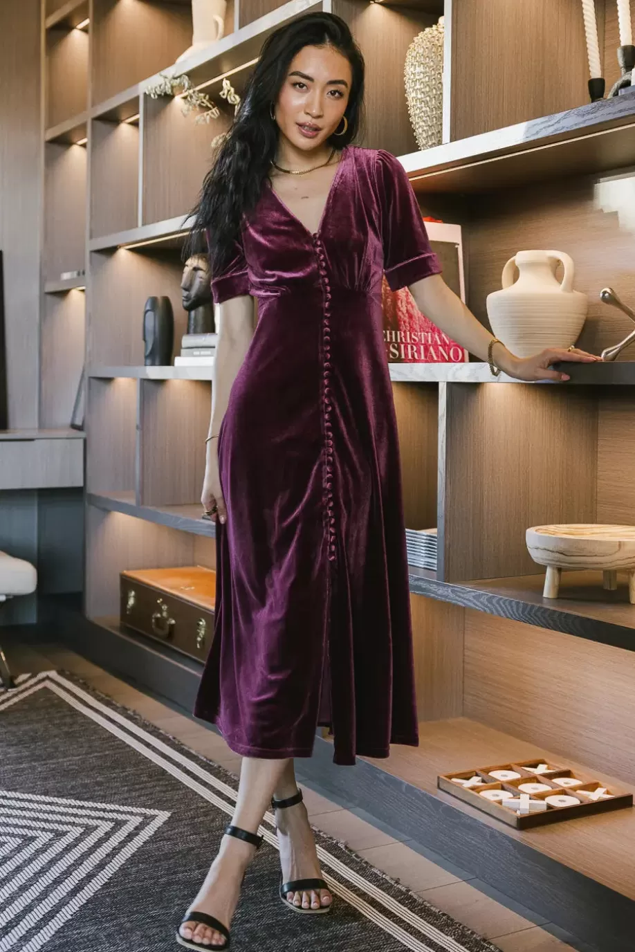 Cheap Lia Velvet Dress in MIDI DRESSES | DRESSES