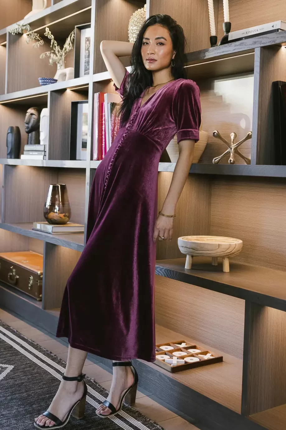 Cheap Lia Velvet Dress in MIDI DRESSES | DRESSES