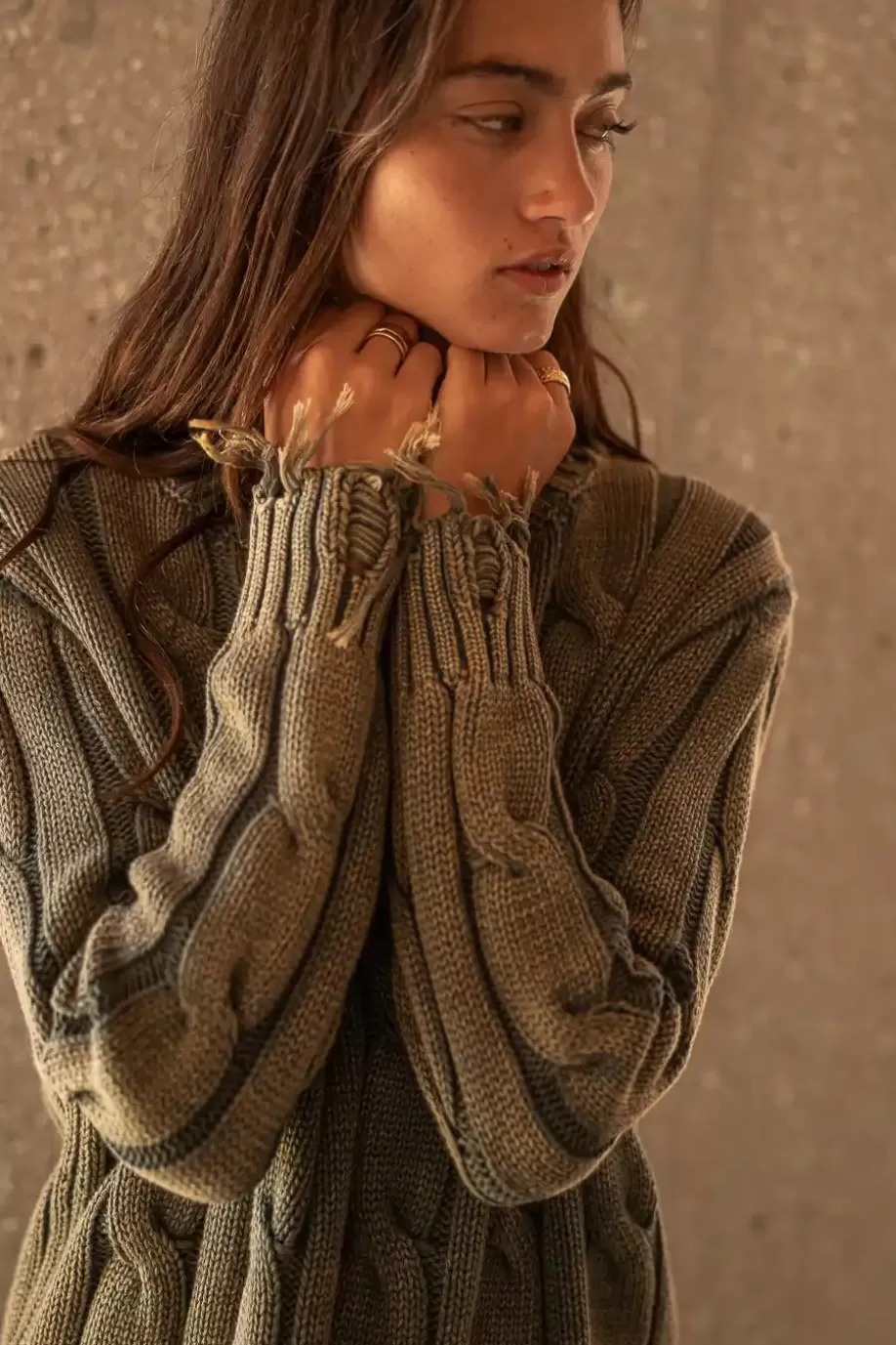 Hot Mari Distressed Sweater in TOPS