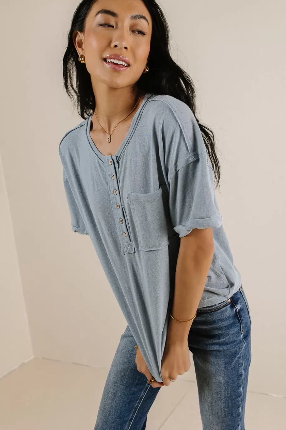 Discount Mazzy Henley Knit Top in TOPS | TEES & TANKS
