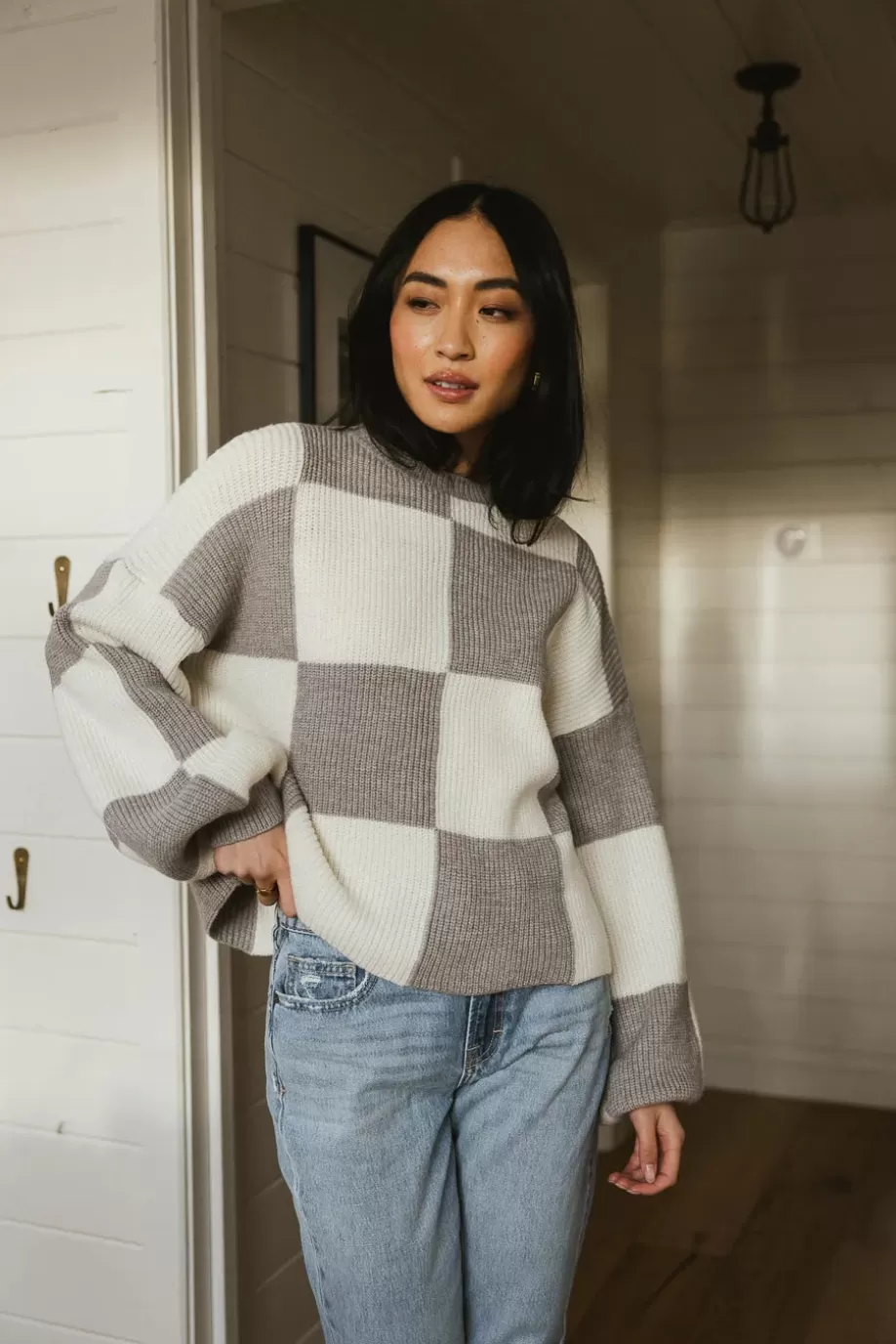 Online McKenna Checkered Sweater in SWEATERS | SWEATERS