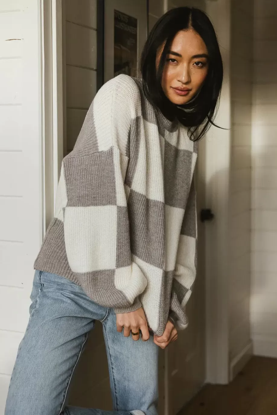 Online McKenna Checkered Sweater in SWEATERS | SWEATERS