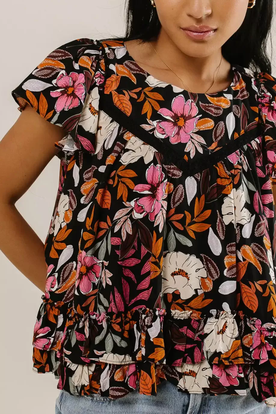 Outlet Nola Floral Blouse | Short Sleeve Woven Top BLOUSES | BLOUSES
