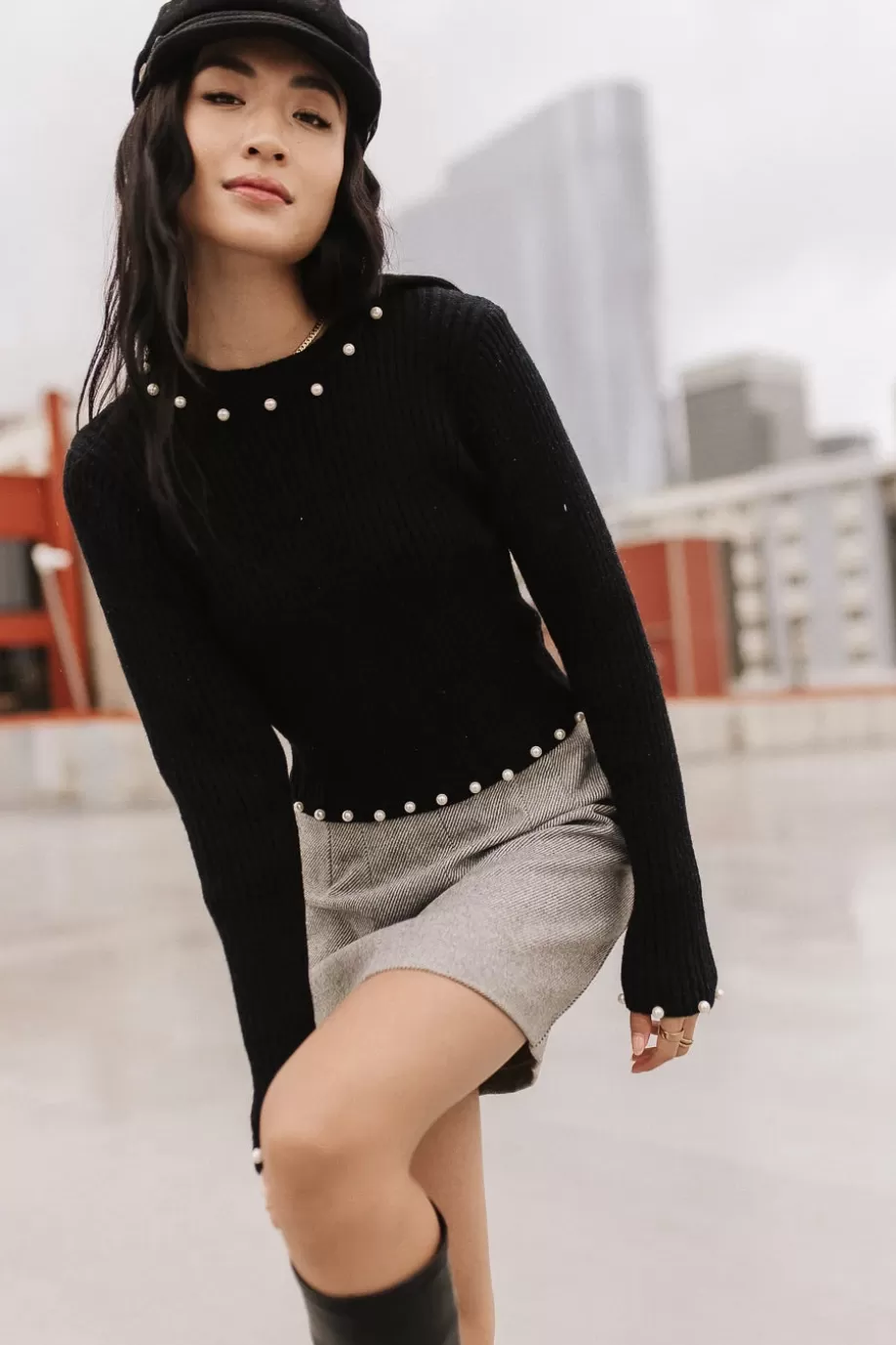 Cheap Pearl Embellished Sweater in SWEATERS | SWEATERS