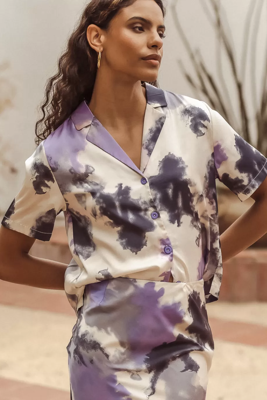 Discount Phoebe Watercolor Button Up in - FINAL SALE BUTTON DOWN | SETS