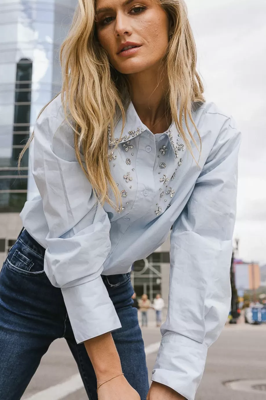 New Rhinestone Embellished Button Up - FINAL SALE BUTTON DOWN | BLOUSES