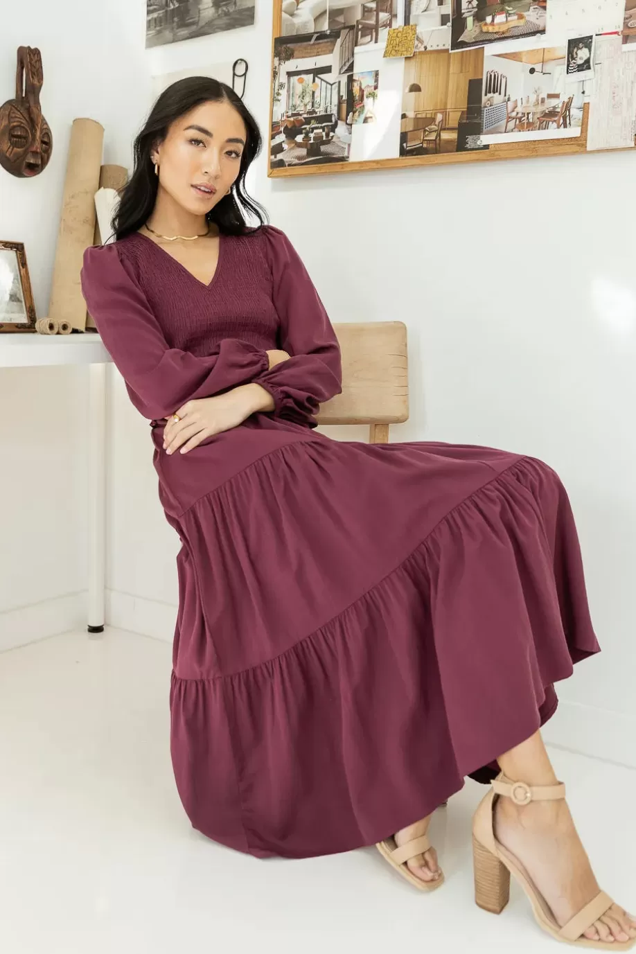 Clearance Smocked Tiered Midi Dress in - FINAL SALE MIDI DRESSES | DRESSES