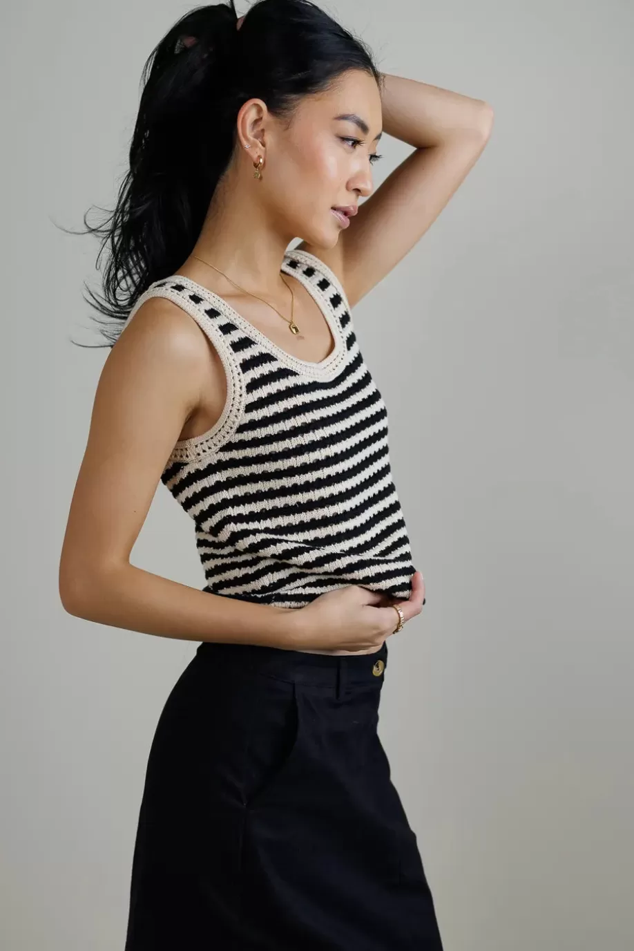Clearance Striped Crochet Tank in TEES & TANKS | TEES & TANKS