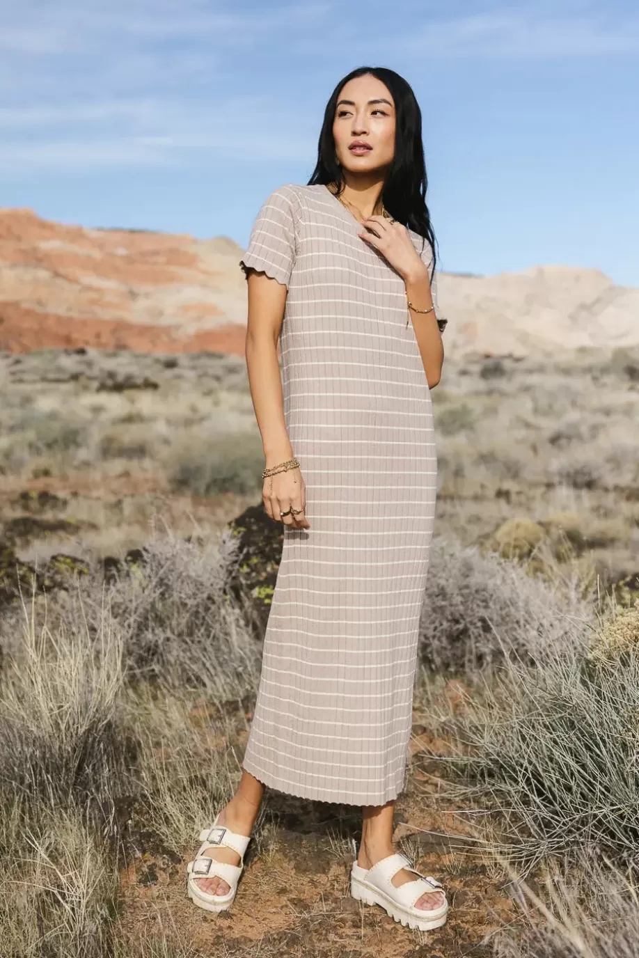 Outlet Striped Ribbed Sweater Dress MIDI DRESSES | DRESSES