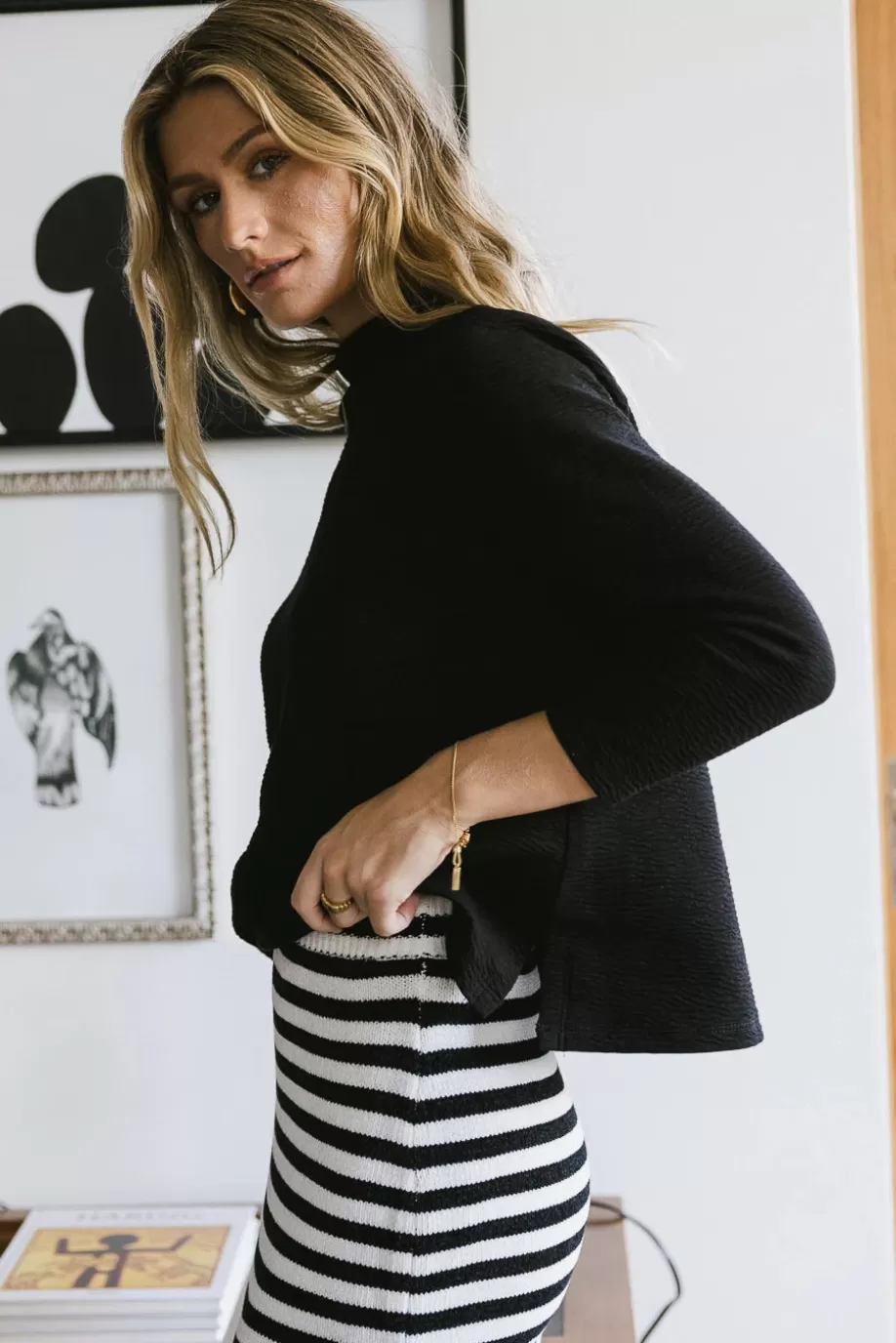 Discount Textured Mock Neck Top in TEES & TANKS | TEES & TANKS