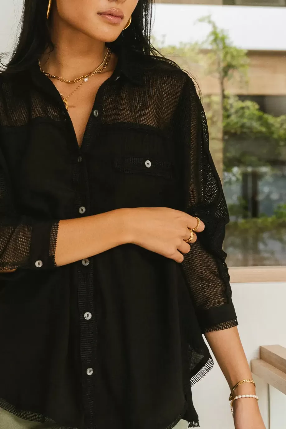 Outlet Victoria Contrast Button Up in - FINAL SALE BUTTON DOWN