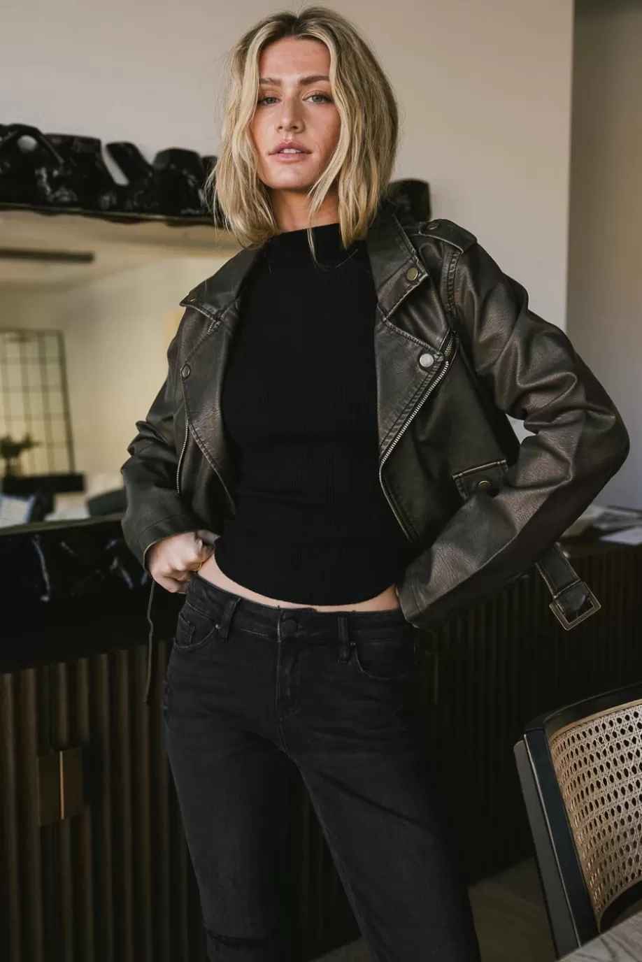 Hot Vintage Washed Moto Jacket JACKETS & BLAZERS | JACKETS & BLAZERS